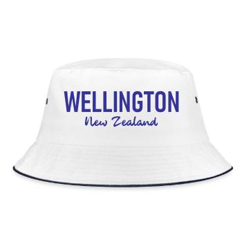Wellington - New Zealand - Aotearoa - Neuseeland - Bucket Hat - white/navy - Front