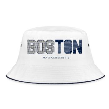 Boston Skyline Silhouette Design - Bucket Hat - white/navy - Front