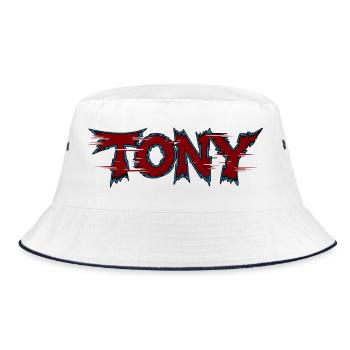 Tony Serrated Neon Logo - Bucket Hat - white/navy - Front