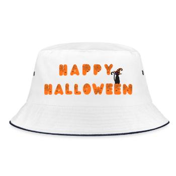 Happy Halloween Spinnennetz Schrift - Bucket Hat - Weiß/Navy - Vorne