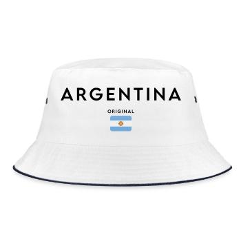 Argentinische Flagge, hergestellt in Argentinien - Bucket Hat - Weiß/Navy - Vorne