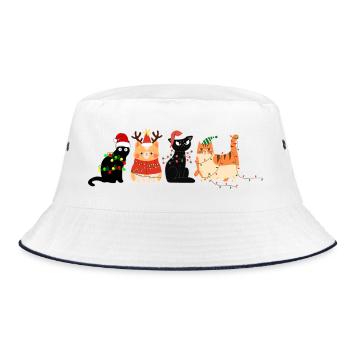 cat in christmas - Bucket Hat - white/navy - Front