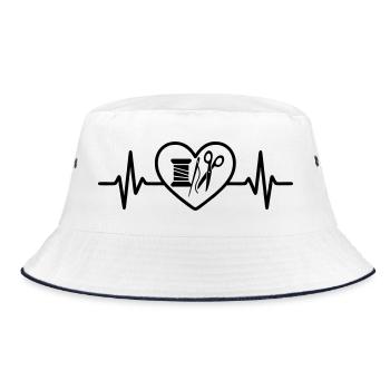 Sewing Spool Needle Scissors Heart - Bucket Hat - white/navy - Front