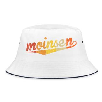 Buntes Moinsen-Zitat  Moin Hamburg Moin Hansestadt - Bucket Hat - Weiß/Navy - Vorne