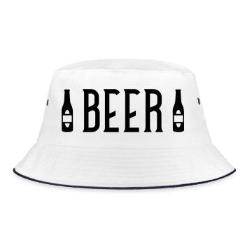 Bier Bierflasche - Bucket Hat - Weiß/Navy - Vorne