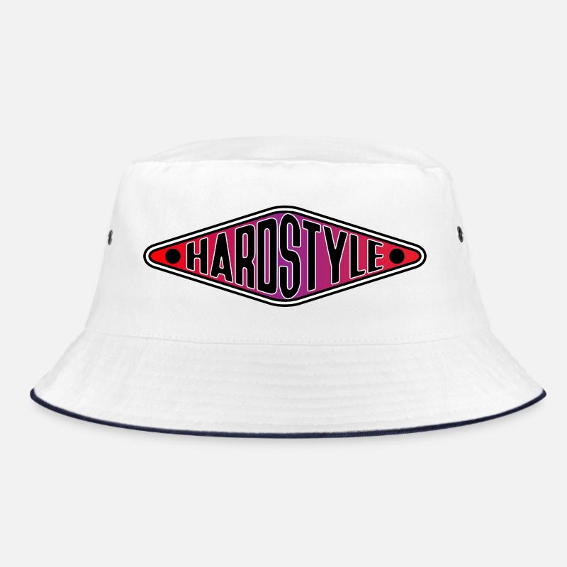 Hardstyle Hemd - Hardcore Techno Rave Vibes - Bucket Hat - Weiß/Navy