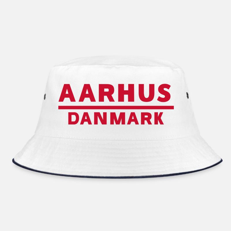 Aarhus Dänemark Text Logo in Rot Bucket Hat