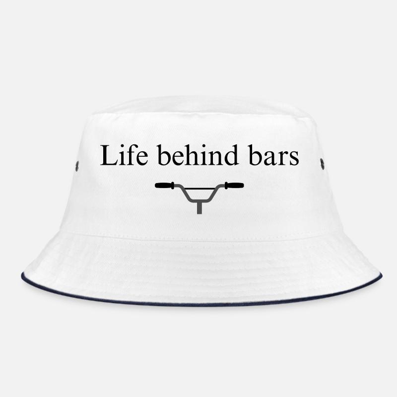 Das Leben hinter Gittern - Geschenkidee für das Fahrrad - Bucket Hat - Weiß/Navy