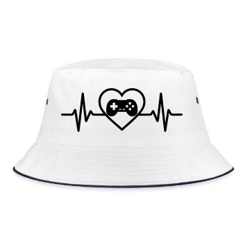 Herz Retrogaming – Vintage Game Console - Bucket Hat - white/navy - Front