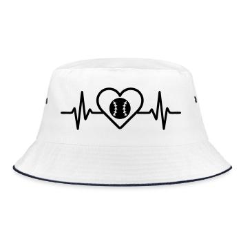 Herz Baseball – Leidenschaft Teamsport - Bucket Hat - Weiß/Navy - Vorne