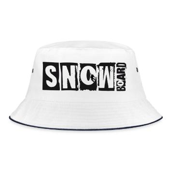 Snowboard Collagen Schrift - Streetwear - Bucket Hat - Weiß/Navy - Vorne