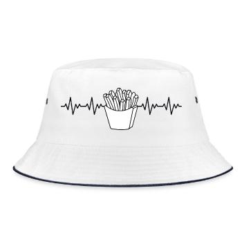 French Fries Fries Fries Fries ECG Heartbeat - Bucket Hat - white/navy - Front