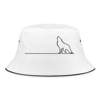 Wolf Outline - Bucket Hat - white/navy - Front