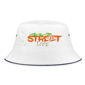 Street life Graffiti  - Bucket Hat - Weiß/Navy - Vorne