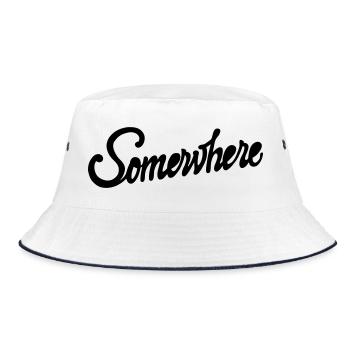 Somewhere Calligraphy Hand Lettering Design - Bucket Hat - white/navy - Front