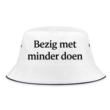 Doing less – Trendy Text Design - Bucket Hat - white/navy - Front