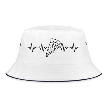 Pizza Slice Pizza Maker Pizza ECG Heartbeat - Bucket Hat - white/navy - Front