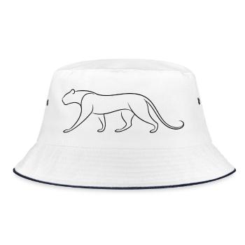 Silent Leopard Silhouette in Minimal Flowing Lines - Bucket Hat - white/navy - Front