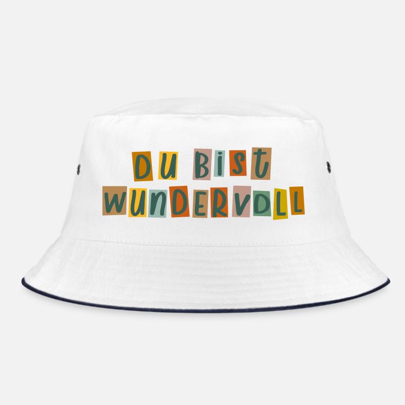 Du bist wundervoll  - Bucket Hat - Weiß/Navy