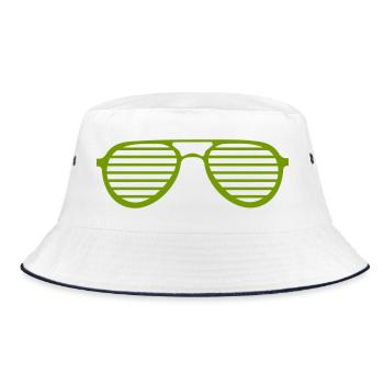 -Sonnenbrille - Bucket Hat - Weiß/Navy - Vorne