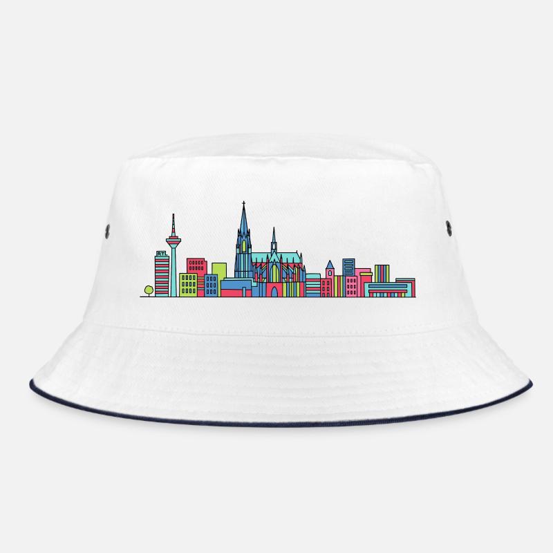 Kölner Stadtschirm Dom: Moderne Linienkunst Bucket Hat