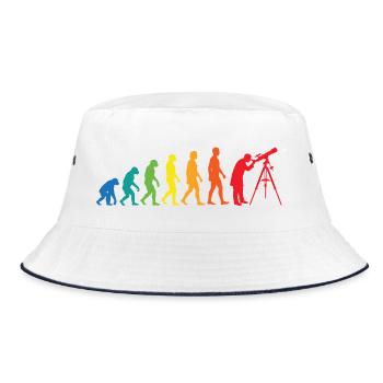 Evolution Astronomie – Weltraum Teleskop Design - Bucket Hat - Weiß/Navy - Vorne