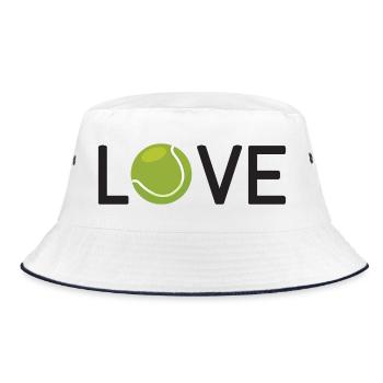 Tennis-Liebhaber - Bucket Hat - Weiß/Navy - Vorne