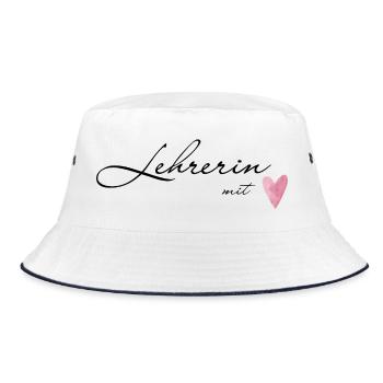 Lehrerin mit Herz - Geschenkidee für Lehrerinnen - Bucket Hat - Weiß/Navy - Vorne
