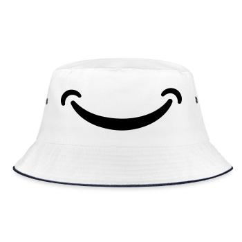 Lächeln - Bucket Hat - Weiß/Navy - Vorne