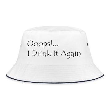 Ooops! I Drink it again - Bucket Hat - white/navy - Front