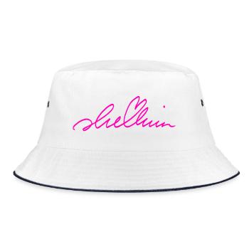 Magenta Graffiti Signatur auf Schwarz - Bucket Hat - Weiß/Navy - Vorne