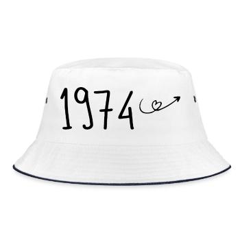 1974 Anniversary 1974 Retro 1974 - Bucket Hat - white/navy - Front