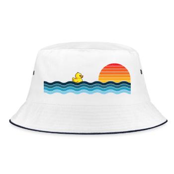 Vintage Rubber Duck Retro Duck Lover Duckie - Bucket Hat - Weiß/Navy - Vorne