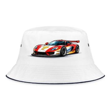 Speed-style race car graphics - Bucket Hat - white/navy - Front