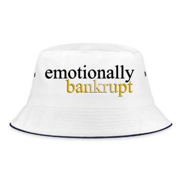 Emotionally Bankrupt Luxury Statement Shirt - Bucket Hat - Weiß/Navy - Vorne