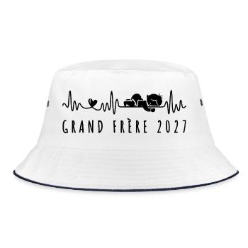 Je vais être grand-frère 2027 - futur grand frère - Bucket Hat - Weiß/Navy - Vorne