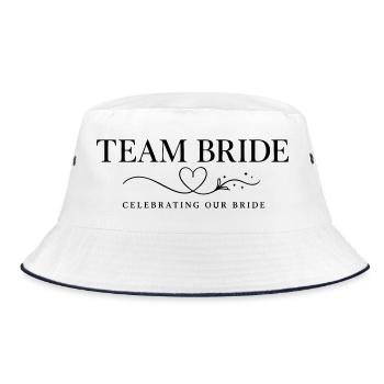 Team Bride Heart Design – Bachelor Party Bride Crew Outfit - Bucket Hat - white/navy - Front