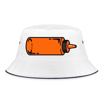 Saucenflasche BBQ Grillen Ketchup Foodtruck - Bucket Hat - Weiß/Navy - Vorne