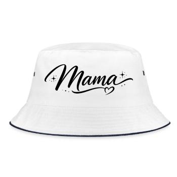 Mama Drehbuch Herz Sterne | Chic Mom Geschenk - Bucket Hat - Weiß/Navy - Vorne