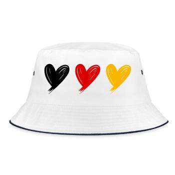 Deutschland Herzen - Bucket Hat - Weiß/Navy - Vorne