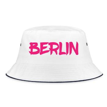 Berlin - Deutschland - Hauptstadt - Berliner Bär - Bucket Hat - Weiß/Navy - Vorne