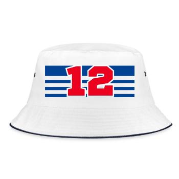 Nummer 12 Frankreich - Bucket Hat - Weiß/Navy - Vorne