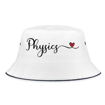 Physics - I love Physics Typography with a Heart - Bucket Hat - white/navy - Front