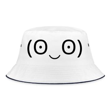 Astonished emoticon (ʘ‿ʘ) big eyes - Bucket Hat - white/navy - Front