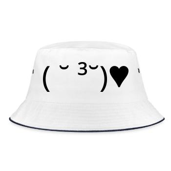 Émote de baiser ( ̆ ³ ̆) ♥ Cœur Kaomoji - Bob - blanc/marine - Devant