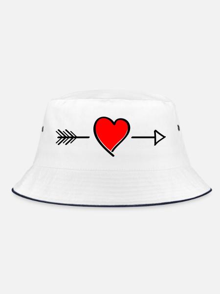 Heart contrast on black - Bucket Hat - white/navy - Front