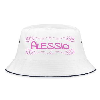 Geschenk für Alessio - Bucket Hat - Weiß/Navy - Vorne