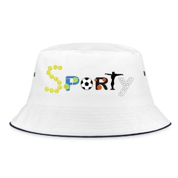 SPORTY - Sports Typography Design - Bucket Hat - Weiß/Navy - Vorne