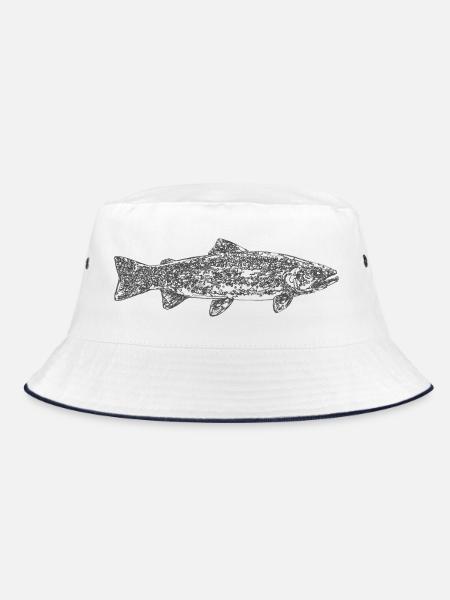 Forelle - Bucket Hat - Weiß/Navy