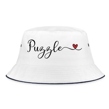 Puzzle - Bucket Hat - Weiß/Navy - Vorne
